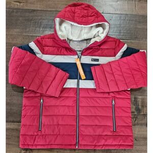 Cozy‎ Sherpa Hood Lightweight XXL Red Colorblock Puffer Jacket  Water Resit Coat